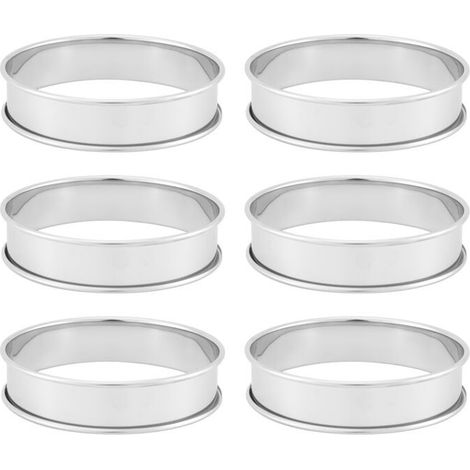 Paquet de 6 Anneaux Muffin Anglais Double Roulé 4 Pouces, Crumpet en Acier Inoxydable,, Rond (1/4)