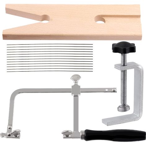 Set di seghe da gioielliere professionali 3 in 1 da 14 pezzi, con morsetto a V, telaio per sega regolabile e lame per seghetto alternativo, utensili da gioielliere per metallo (1/5)