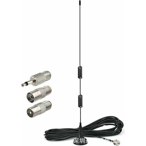 Antenne radio FM universelle base magnétique antenne FM vis F fiche male adaptée au récepteur stéréo audio AV domestique intérieur et extérieur 75 ohms 10 pieds (1/4)