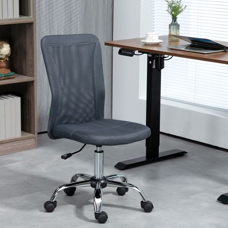 Fauteuil de bureau réglable en hauteur, assise en filet gris anthracite, base chromée, pivotant à 360°, design ergonomique (1/5)