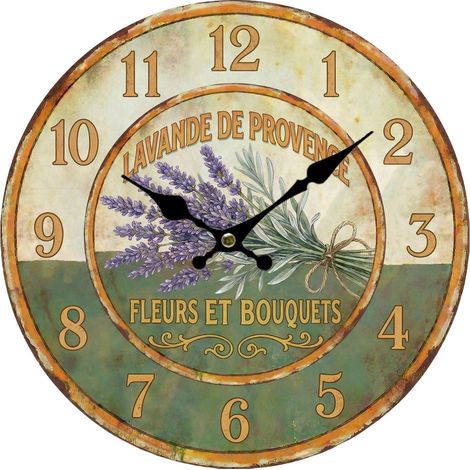 Reloj de pared vintage de lavanda de Provenza 34 cm (1/4)