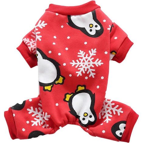 Pyjama chaud pour animaux de compagnie Four Feet, motif pingouin de Noël, taille S (1/5)