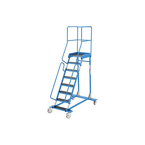 Escalera rodante con tarima  pieza insertada en los peldaños 