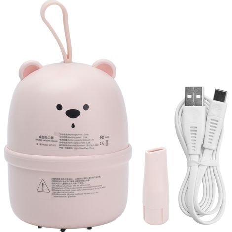 Aspirateur de Bureau Mini USB Portable pour Enfants en Forme d'Ours Rose