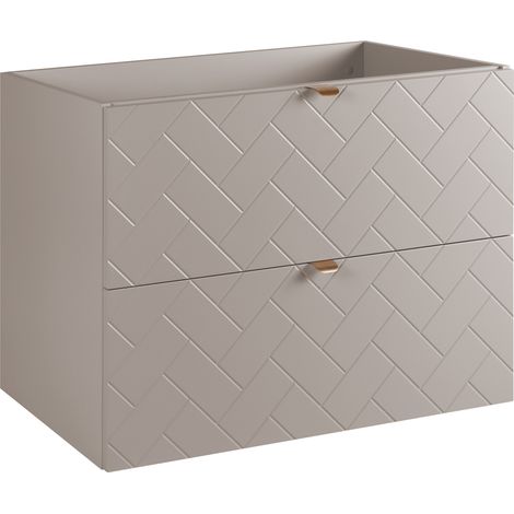 Furnidea - Meuble sous vasque MADIS CACHEMIRE 80 cm G - 2 tiroirs, façades motif chevron, design moderne (1/5)