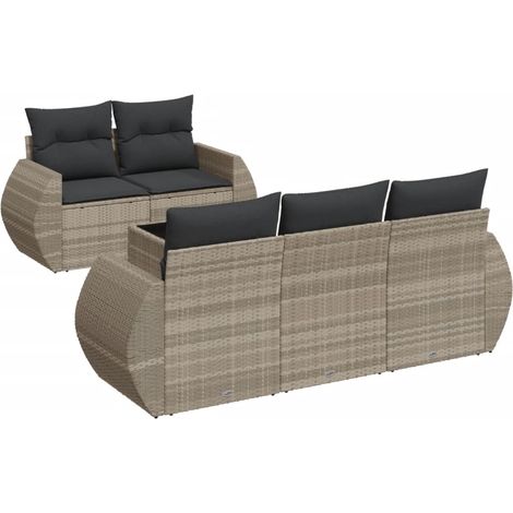 Maison Exclusive - Set Divano da Giardino 6pz con Cuscini Grigio Chiaro Polyrattan (1/5)