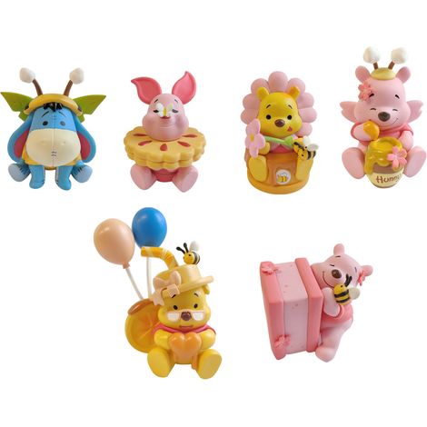 Lot de 6 Ornements Ourson Adorable Figurines en Plastique pour Bureau, Décorations Auto et Pendentifs de Sac (1/5)