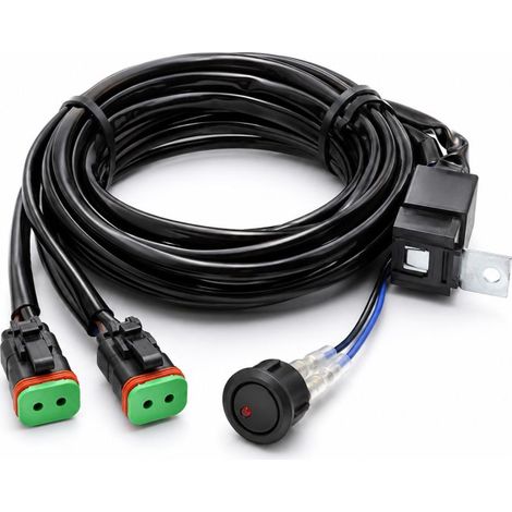 Faisceau Electrique relais pour Barre LED - 2 voies DT - Interrupteur 2D163C - Connecteurs DT et interrupteur fournis
