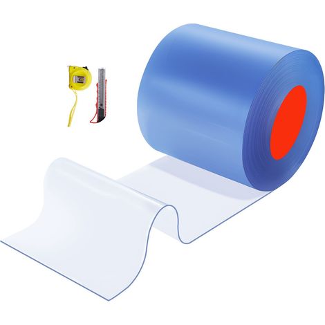 Rideau en lames PVC transparent, 30,8 m x 30,5 cm, rouleau pour portes de chambre froide, supermarché, garage, entrepôt, étable. (1/5)