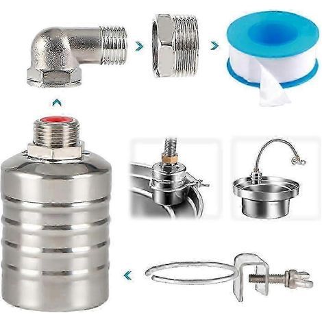 Vanne à flotteur pour réservoirs d'eau - Commande automatique en acier inoxydable de 1/2 à 3/4 pouce (1/5)