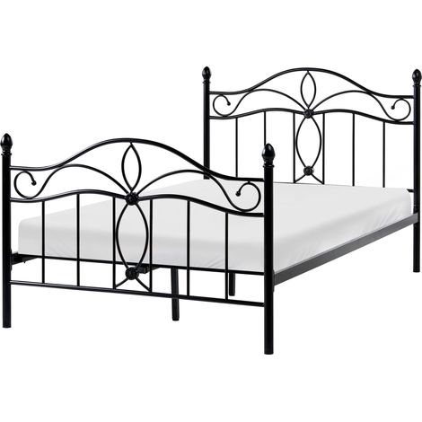 Bed Frame Black EU Small Double Size 4ft Metal Vintage ANTLIA (1/5)