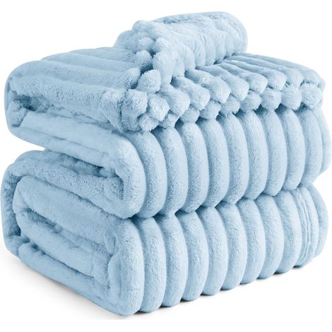 Plaid canape Plaid Bleu - Couverture Polaire, 220×240, Bleu Égéen (1/5)