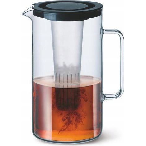 Jarra grande de 2,5 litros con infusor de té y compartimento para hielo para preparar té helado.