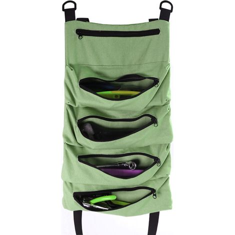 Sac à Outils Roulante, Sacs Porte Outils avec 5 Poches Zippées, Sac à Outils Portable 600D Oxford Robuste, Outil Auto Organizer Tool pour Electricien Plombier ou Mécanicien（vert armée）