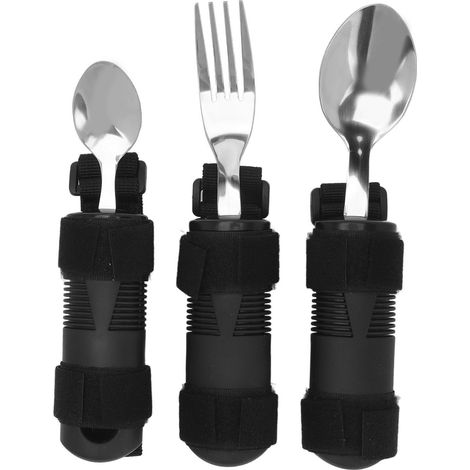 Set de couverts adaptés pour personnes âgées, fourchette et cuillère antidérapantes, aide aux hémiplegiques, manche ergonomique non glissant. (1/5)