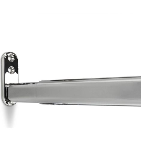 Schrankstange verstellbar oval 22 x 15 mm L: 600 - 900 mm Chrom poliert inklusive Stangenlager