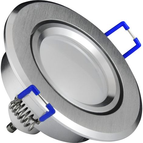 Spot LED encastré rond alu brossé GU10 3000K SUN Polux (1/5)
