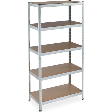 2x Scaffale in Metallo, 875kg di Capacità di Carico, 180x90x45 cm, Scaffalatura Alta Portata, 5 Ripiani, Argento (1/5)