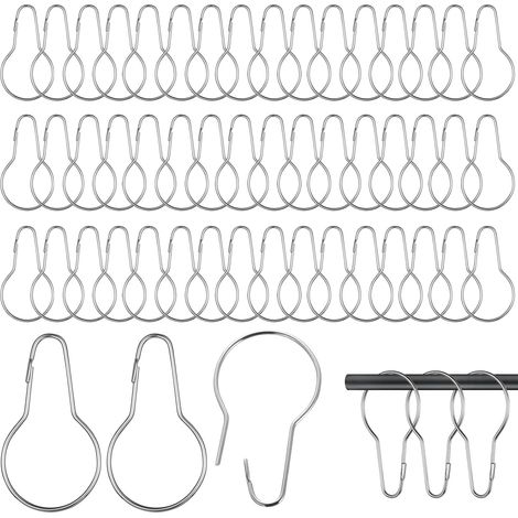 50 Pcs Anneaux Rideaux Douche, Crochets de Rideau de Douche en Métal, Anneau Rideau Douches, Anneaux pour Tringle à Rideaux de Salle de Bain, argenté (1/5)