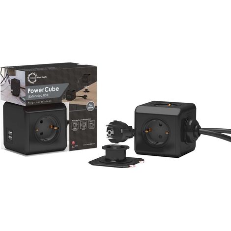 Micro-connect Power Cube Duo regleta negra USB 3m