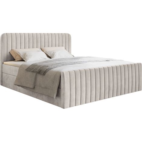 Selsey Saliano - Boxspringbett 180x200 mit Bettkasten, Topper und Samtbezug, Beige (1/5)