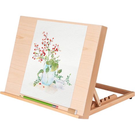 Wood Tabletop Easel, 18.4'' x 14.2'' x 14'', Portable Drawing Board Stand Easel, Large Drawing Board Easel, Artist Drawing & Sketching Board Easel, Adjustable Angle 0-80° (1/5)