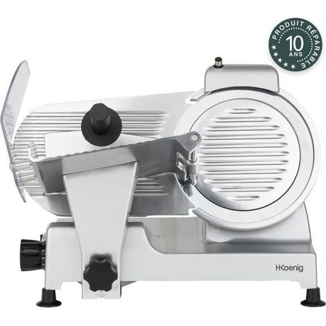 Hkoenig – Trancheuse à viande 240 W – Lame 220 mm – Épaisseur réglable 0-12 mm – Moteur asynchrone 282 tr/min – Aiguiseur intégré (1/10)