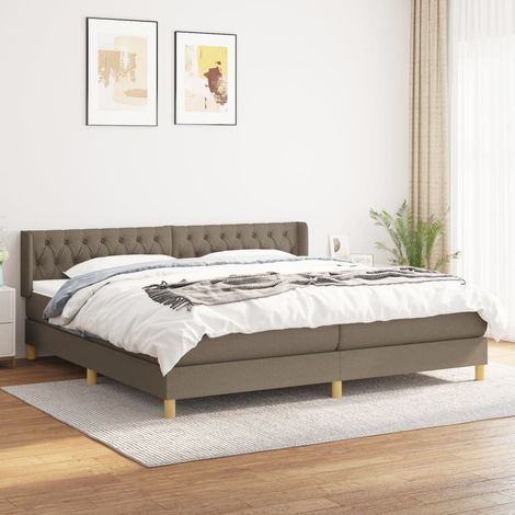 Lit adulte Contemporain Lit à sommier tapissier avec matelas Taupe 200x200 cm Tissu 32658 (1/5)