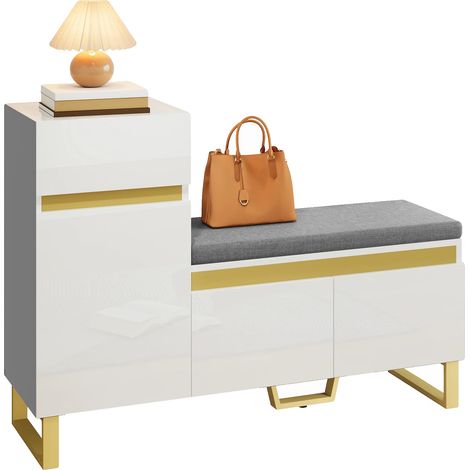 Scarpiera in MDF lucido, 70 cm x 28 cm x 100 cm, portata massima 100 kg, adatta a diverse misure di scarpe, con bordi arrotondati per una maggiore sicurezza. (1/5)