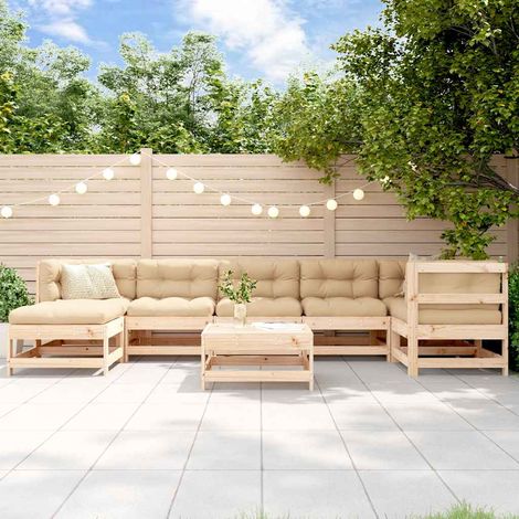 vidaXL Juego de muebles de jardín 8 piezas madera maciza de pino (1/5)