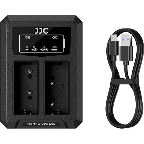 Chargeur Double Batterie USB pour Appareils Photo X-E5, X-Half (X-HF1) X100VI X100V X100F XPRO3 XPRO2 XPRO1 XS10 XE4 XH1 XT3 XT2 XT1 XT50 XT30II X-T30III Remplace NP-W126/NP-W126s (1/5)