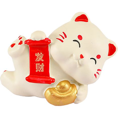 Figura decorativa de resina, gato de la suerte y adorno de paisaje en miniatura, regalo para el coche o el hogar, 2024 (1/5)