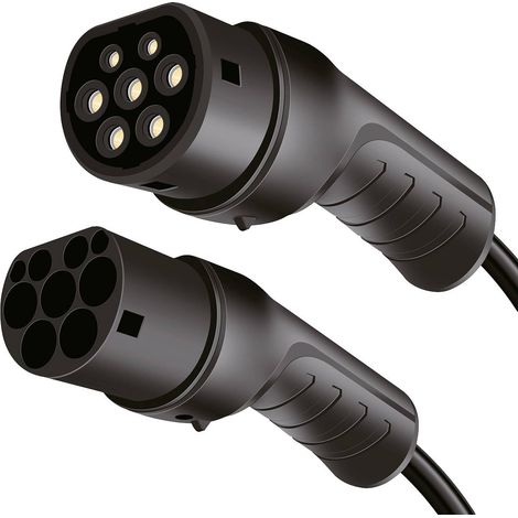 Câble de recharge pour véhicules électriques de type 2, triphasé spiralé, 16 A, 11 kW, 5 m, avec sac LogiLink IP65, compatible Tesla, Audi, BMW, VW (BEV et PHEV). (1/5)