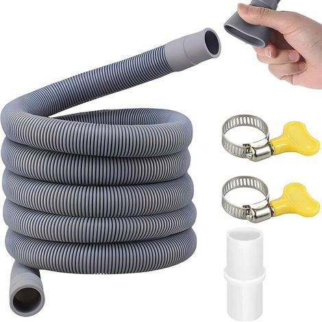[JAMAIS UTILISÉ] Tuyau Vidange Machine a Laver, Tuyau Lave Vaisselle, Rallonge Tuyau Lave Vaisselle, Tuyau De Vidange Universel, Avec Colliers De Serrage(1.5 Mètres) (1/4)