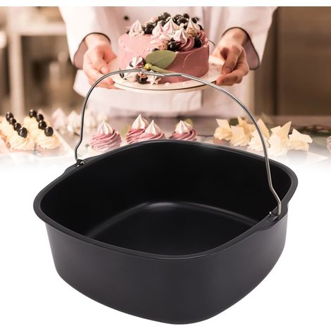 Panier à gâteau carré pour friteuses à air, adapté aux friteuses à air carrées de 3,8 à 8 pintes (8 pouces avec poignées). (1/5)