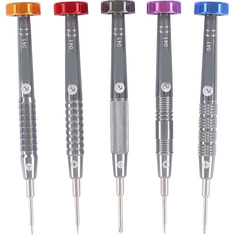 5-teiliges Metallschraubendreher-Set (0,6, 0,8, 1,3, 1,5 T2) für Uhren-, Schmuck-, Spielzeug- und Brillenreparaturen (0,6, 0,8, 1,3, 1,5 T2) (1/5)
