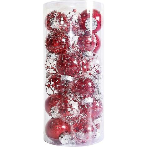 Boules de Noël 24 Décorations de sapin de Noël roses, matériau incassable Diamètre 60 mm/2,36 po. (1/5)
