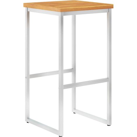 Maison Exclusive - Chaises de bar lot de 4 bois d'acacia solide/acier inoxydable (1/5)