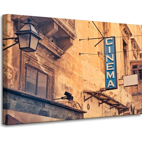 Lienzo impreso con diseño vintage retro de pizarra de cine, 90x60