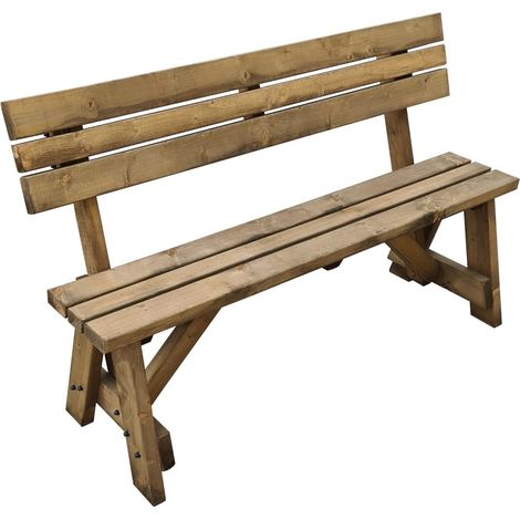 Victoria Garden Fence Bench with Back-rest (8ft, Rustic brown finish) (1/4)