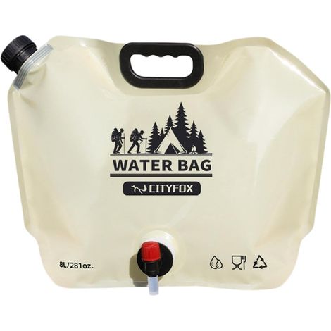 Bidon d'eau pliable de 8 L avec réservoir d'eau épais et robinet rotatif, idéal pour le camping, la randonnée et les voyages.-AquaForge (1/5)