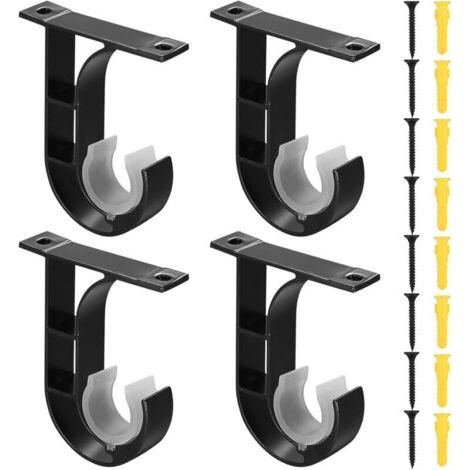 Pair 4 Pièces Support Tringle Rideaux, Supports pour Tringles à Rideaux, Support de Tringle à Rideau Murale Réglable en Alliage d'Aluminium pour Tringles à Rideaux de 25 mm à 40 mm (1/5)