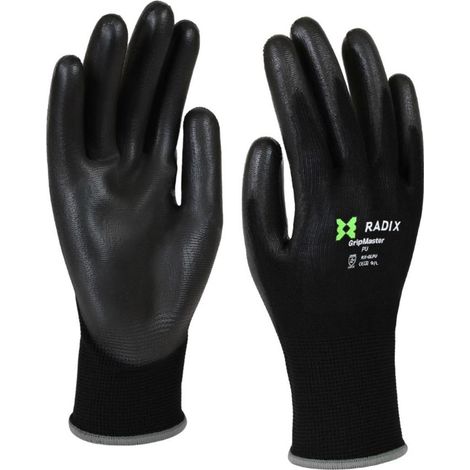 Gants de travail - Radix - GripMaster - PU noir - Taille M9 / M (1/5)
