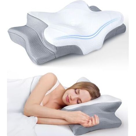 Coussin ultra-rafraîchissant pour soulager les douleurs cervicales, oreiller cervical réglable pour dormir, oreiller ergonomique en mousse non parfumée avec mémoire profilée, oreiller orthopédique (1/5)