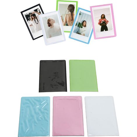 Juego de 5 marcos de fotos magnéticos de polipropileno (PP), 7,6 cm (3 pulgadas), bolsillos para fotos, mini portafotos magnéticos para refrigerador y decoración del hogar. (1/5)