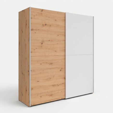 Kleiderschrank mit Regalböden und Schubladenkommode Aura Light - Weiß - Eiche (1/4)