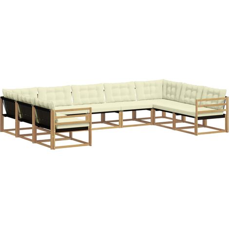 Set di divani da esterno 9 pz Bianco e Crema vidaXL (1/5)