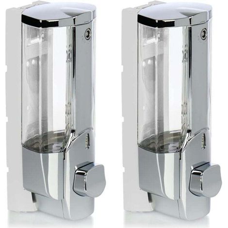 YMYNY Distributeur de Savon 2X pour Montage Mural - Distributeur de Savon Mural, Rechargeable - Distributeur de Savon pour Gel Douche et shampoing (chromé)