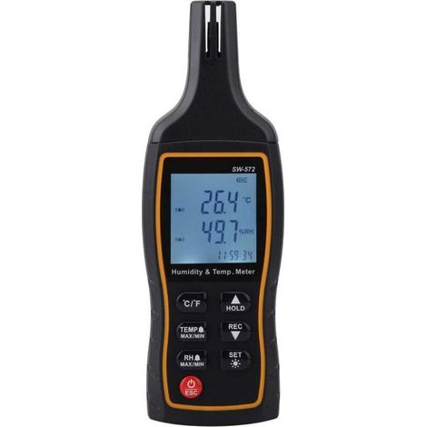Termómetro higrómetro digital de cristal líquido SW-572 con indicador digital de temperatura y humedad -2060,0 °C 0 % HR 100 % HR (1/5)