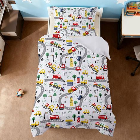 Housse de Couette 140x200 Parure de Lit Enfant Garçon, Parure Lit 1 Personne en Microfibre avec Taie d'oreiller 65x65cm Cadeau Fête Anniversaire (1/5)